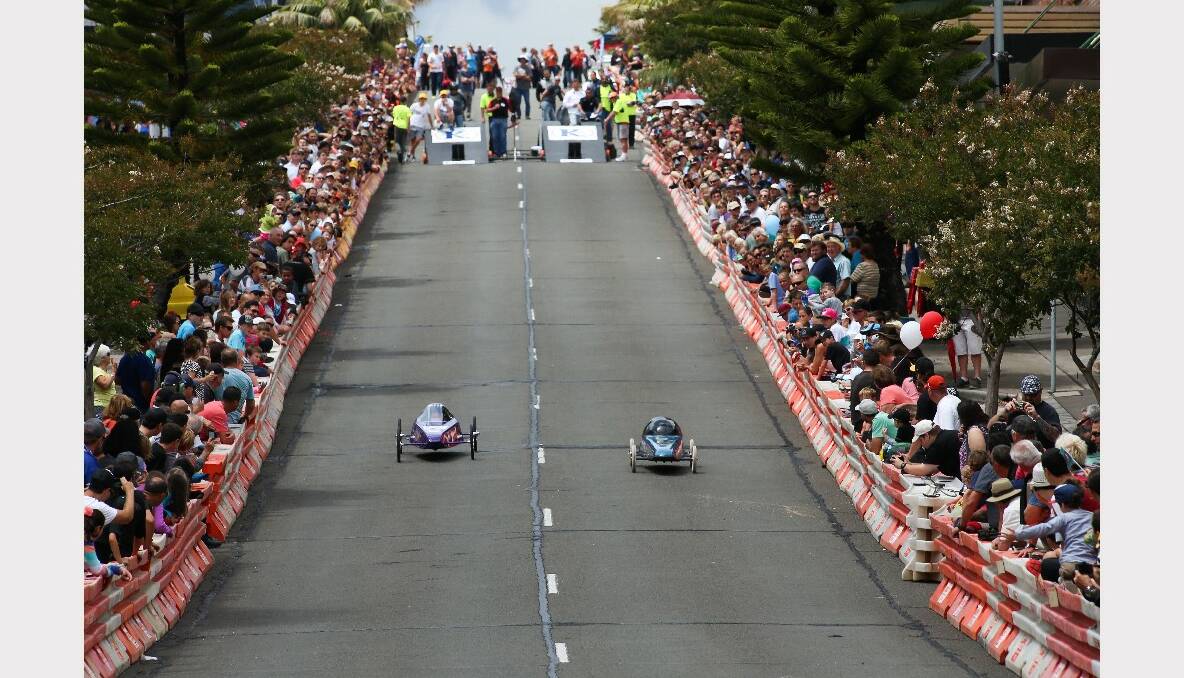 The 2013 Port Kembla Billy Cart Derby on Wentworth Street. Picture: ADAM McLEAN