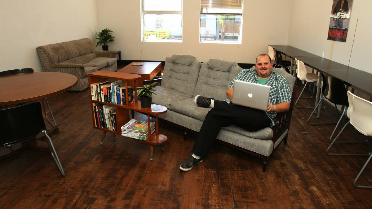 Jordan Gillman in the new co-working space Corner Table. Picture: GREG TOTMAN