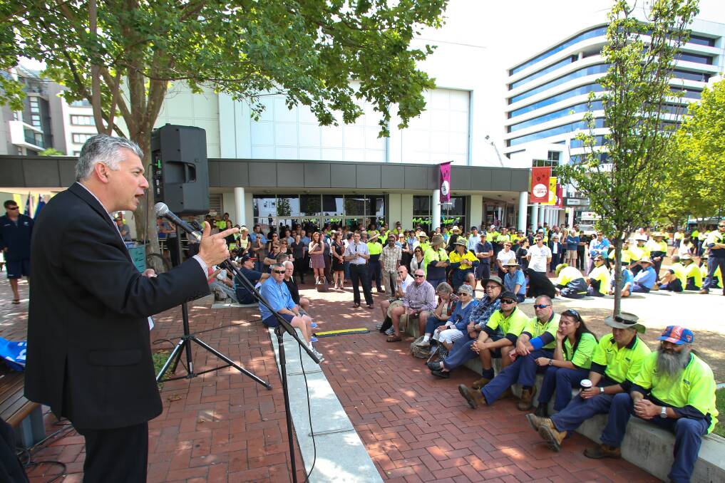 South Coast Labour Council secretary Arthur Rorris at the rally. Pictures: ADAM McLEAN