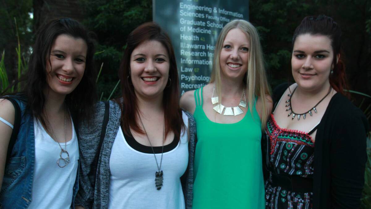 Danielle and Lauren Mullaney, Brooke Montgomery and Shannon Mullaney at the UOW.