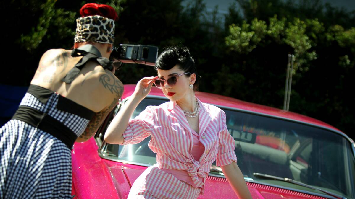 Lily White poses at the Rock n’ Vintage Roll festival at Ryan's Hotel in Thirroul. Picture: SYLVIA LIBER