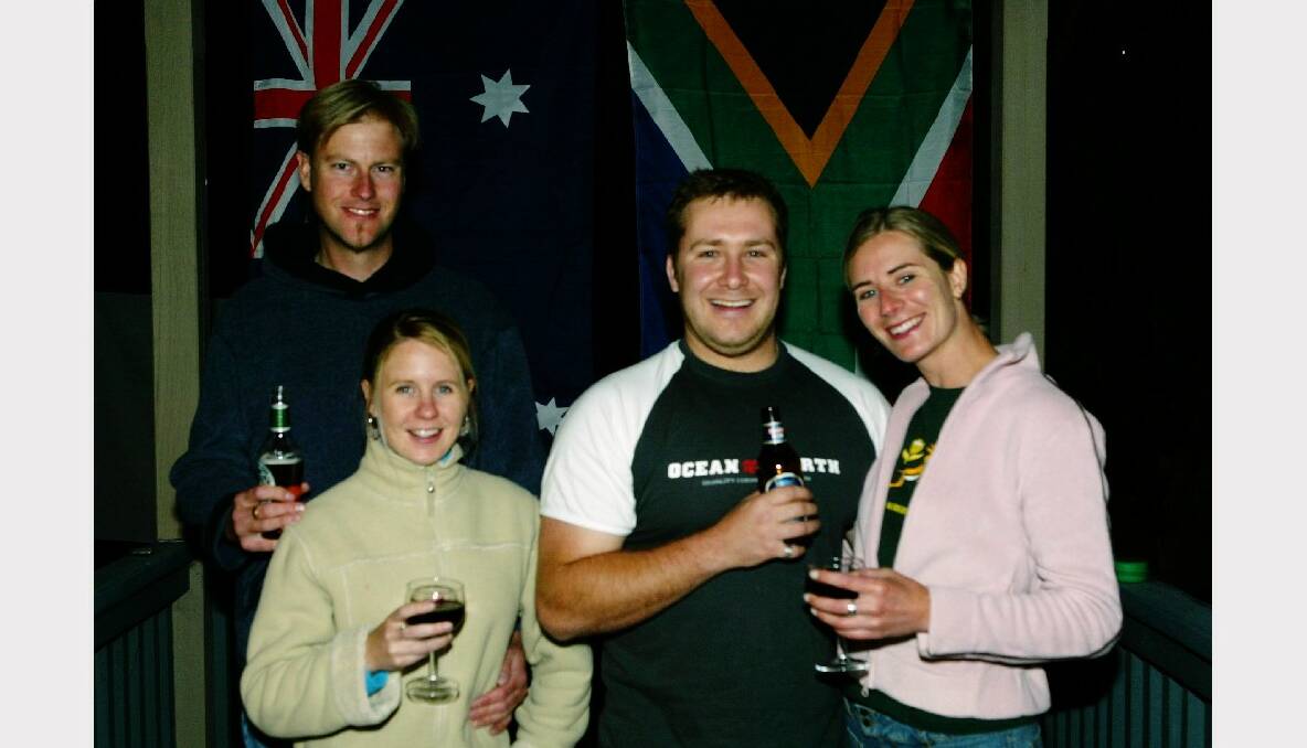 Brad Davis, Jenelle Hocking, Shannon Fleming and Bronwen Reid, at their Corrimal World Cup party.