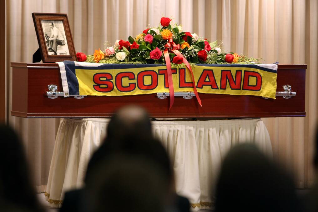 Former Shellharbour Mayor David Hamilton’s casket.
