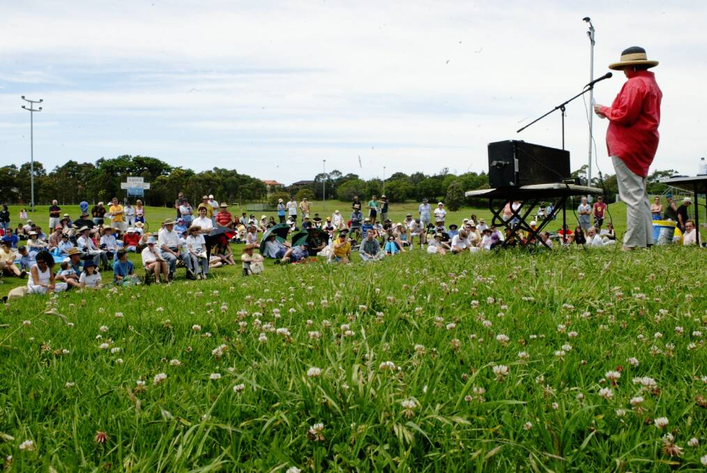 Residents gather at Thomas Gibson Park to discuss developments they believe are threatening the character of Thirroul.