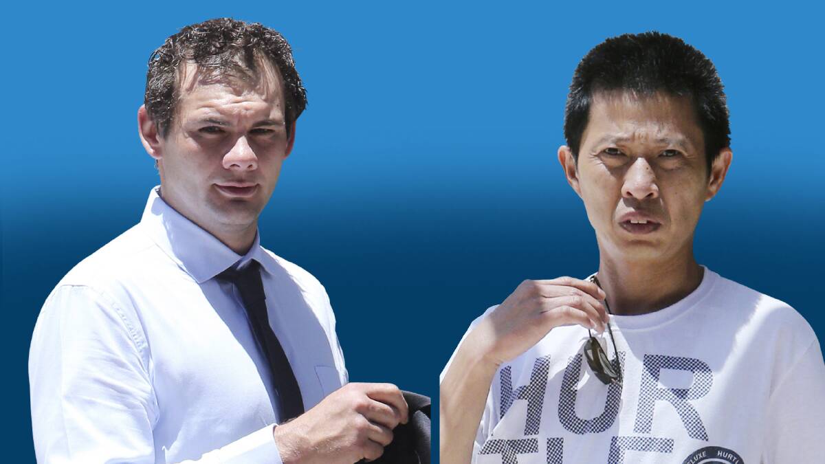 Simon Kirpichikov, left, and Hoai Bao Tran outside the Wollongong District Court.