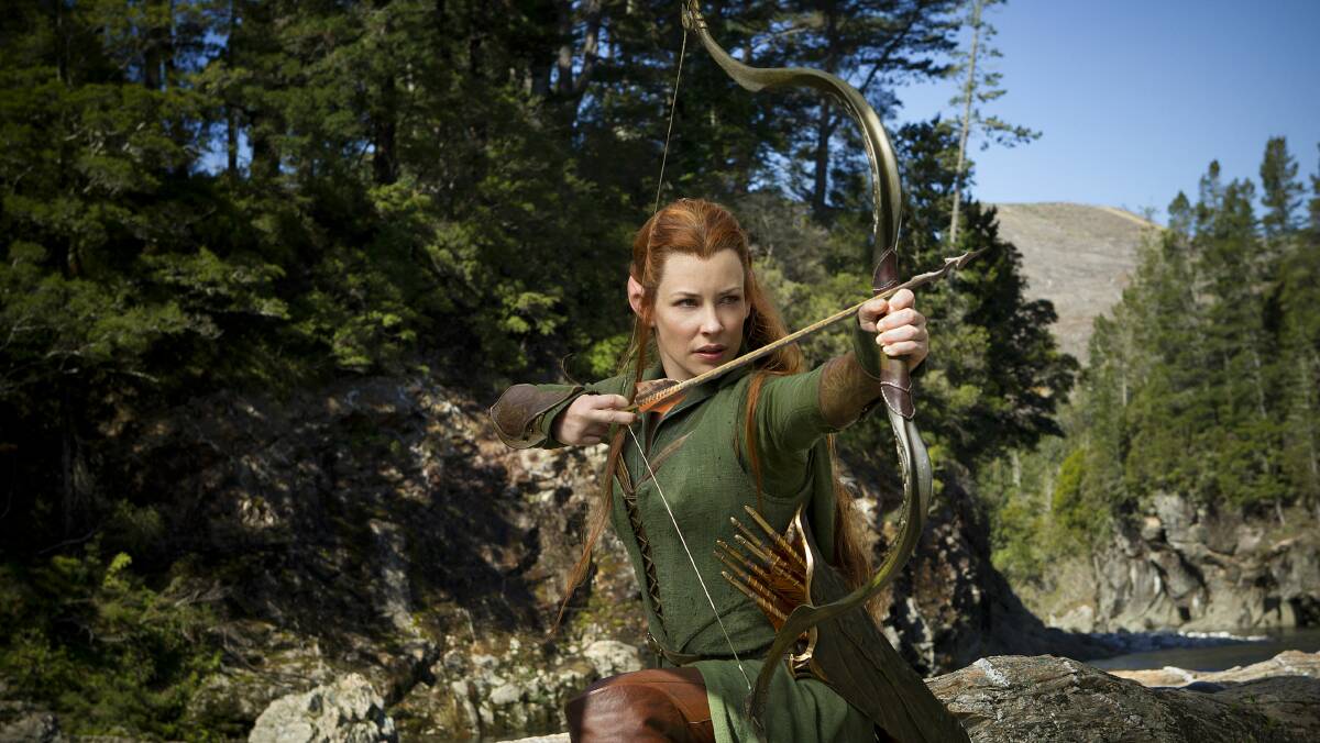 Evangeline Lilly plays wood elf Tauriel in the Hobbit.