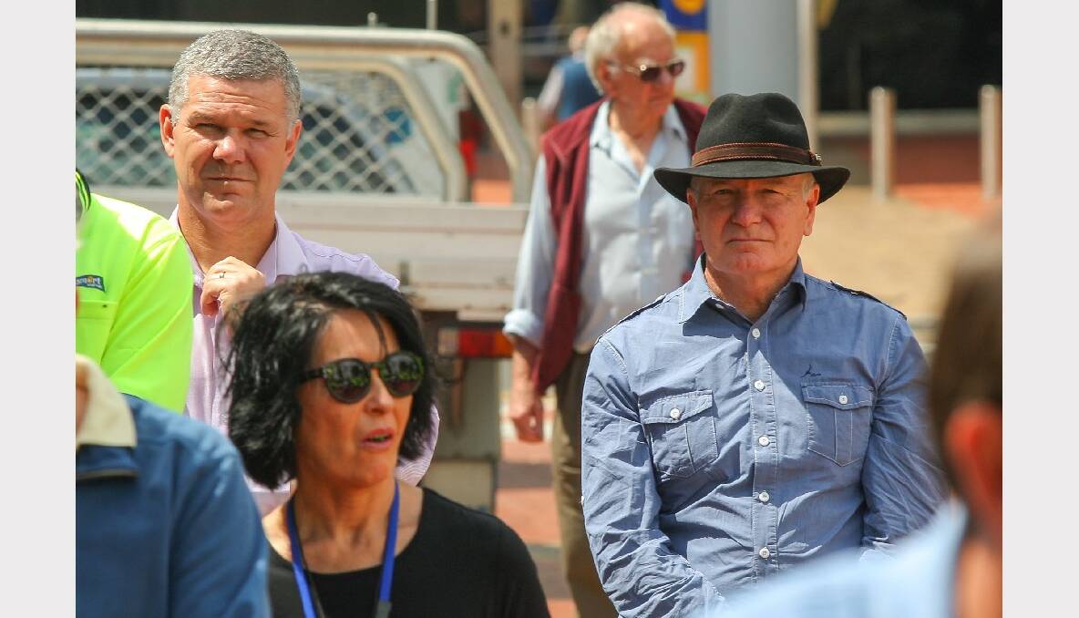 General manager David Farmer and Lord Mayor Gordon Bradbery at the Civic Plaza rally on Friday. Picture: ADAM McLEAN  
