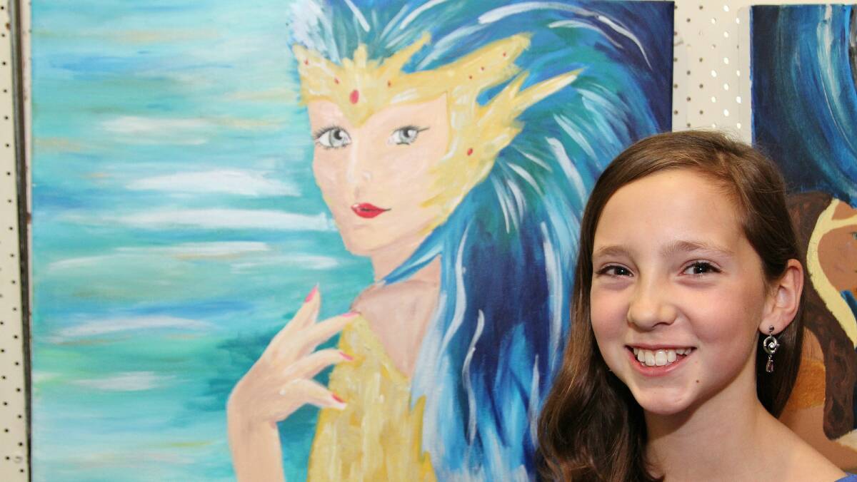 Chelsea Hicks, 12, of Shellharbour was picked as a winner for her acrylic painting of a fantasy character. Picture: GREG ELLIS