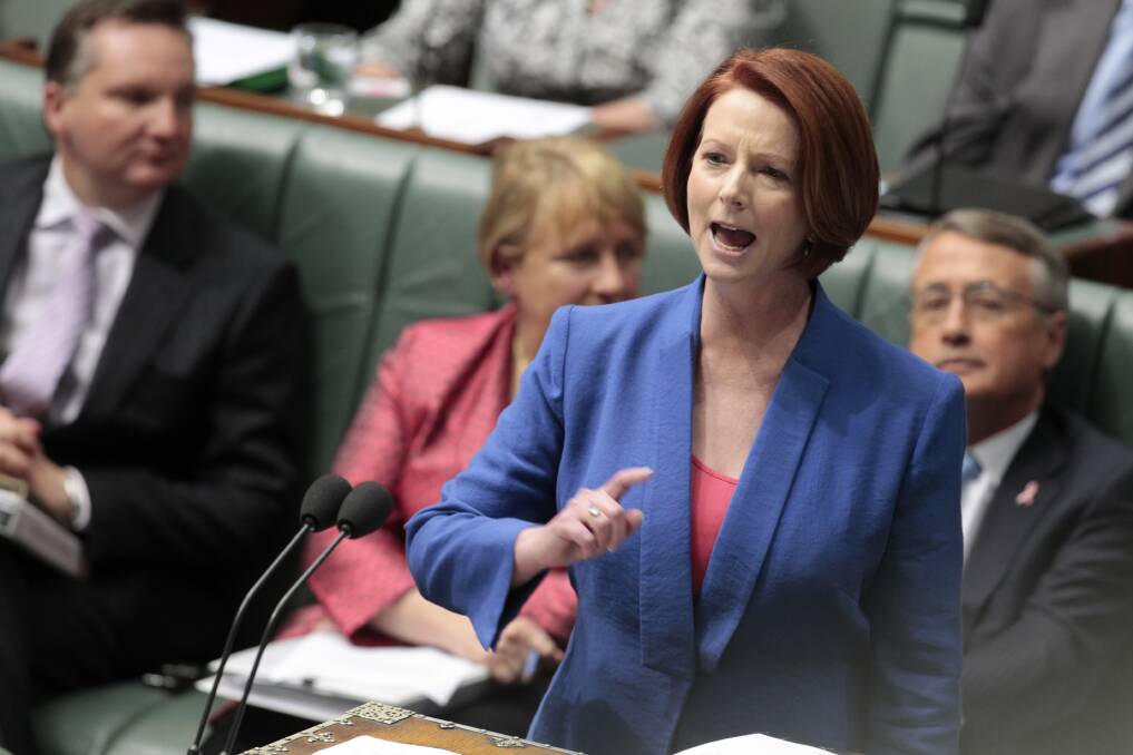 Julia Gillard replies to Tony Abbott's motion to dismiss the Speaker Peter Slipper. Picture: Andrew Meares 