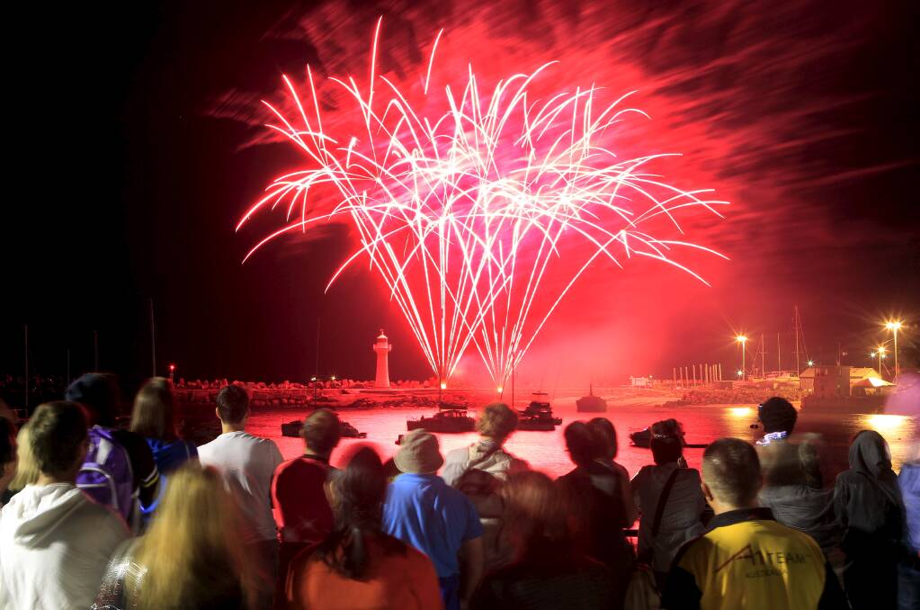 Fireworks along Wollongong Harbour as part of Australia Day festivities. Picture: ANDY ZAKELI