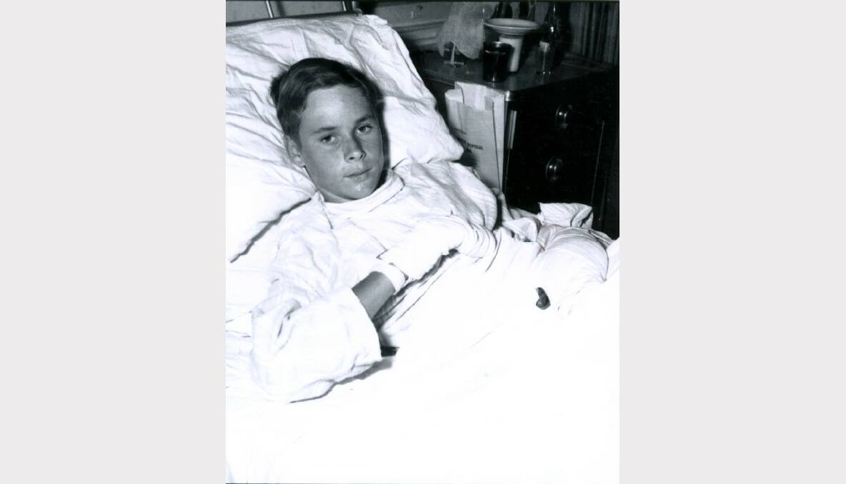 Ray Short recovering from a shark attack in 1966.