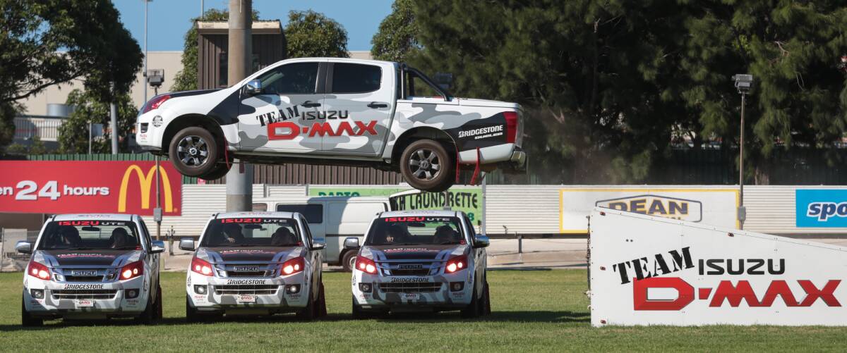 Isuzu D-Max stunt drivers thrill the crowd  at the  showground. Picture: ADAM McLEAN