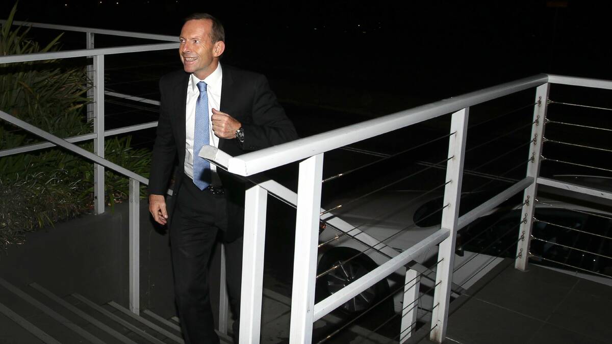 Tony Abbott arrives for last night’s function in Wollongong. Picture: SILVIA LIBER 