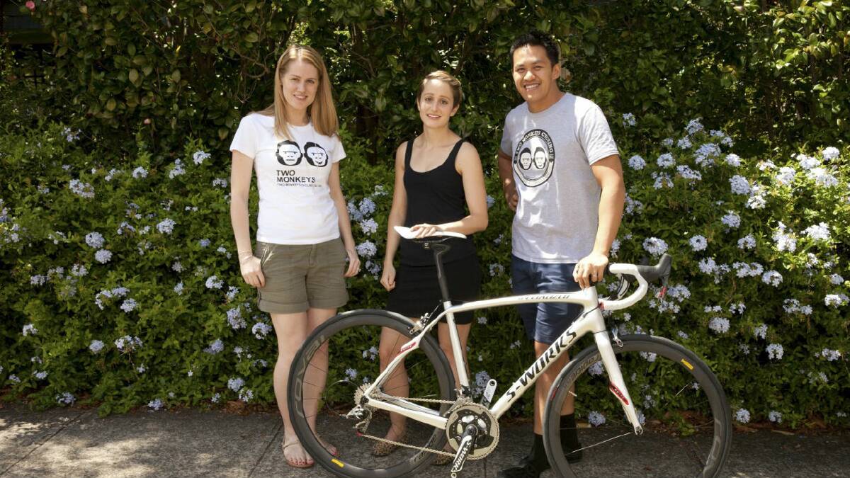 Charity cyclists Lester Ramos, Kate Ricaptio and Avril Nadin. Picture: CRISTINA LEPRE