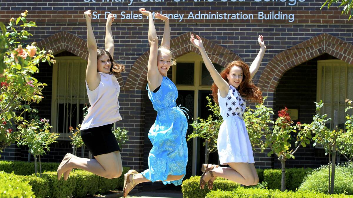 St Mary's students Isabella Rosandic, Melissa Irvine and Claire Dillon recorded high ATAR scores. Picture: ORLANDO CHIODO