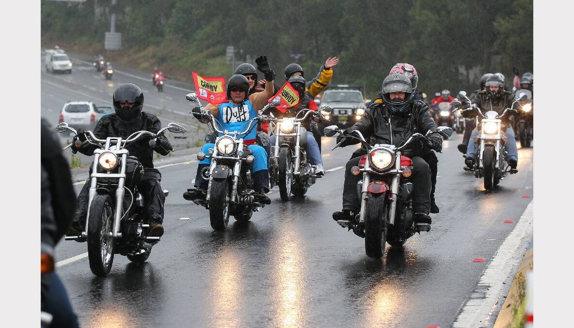 Motorbike riders on Mt Ousley Road for the 2013 i98FM Camp Quality Convoy for Kids. Picture: ADAM McLEAN