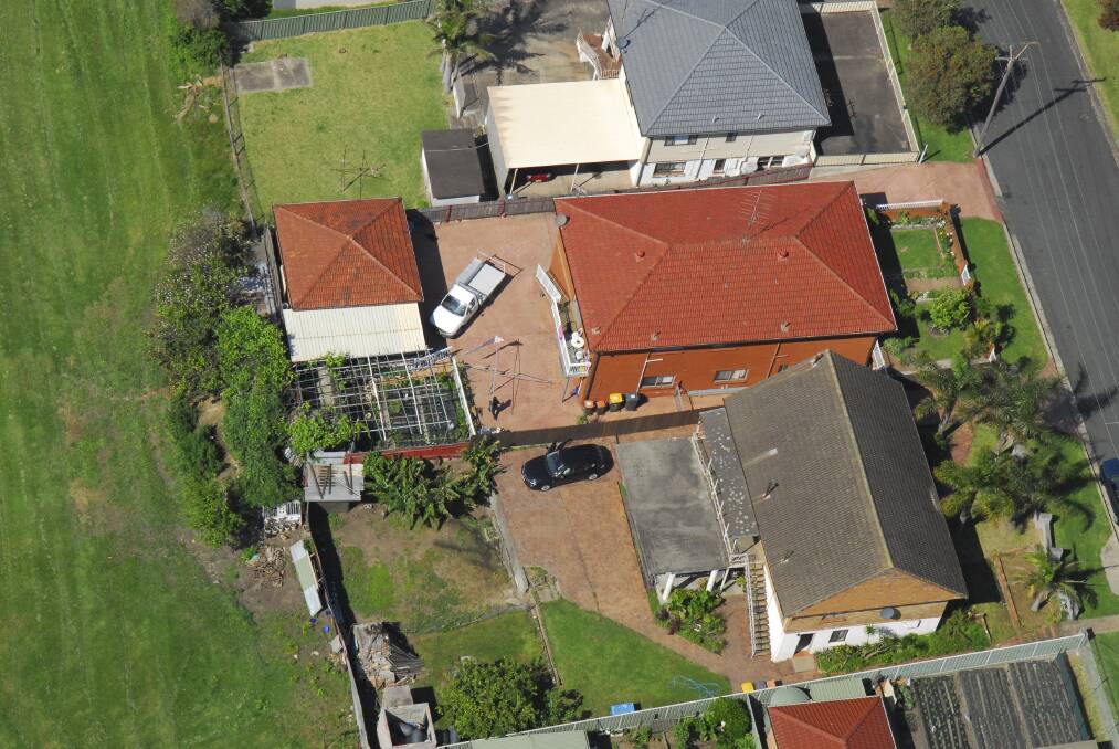 Aerial shots of the red brick home where Saso Ristevski was killed on September 28 last year.