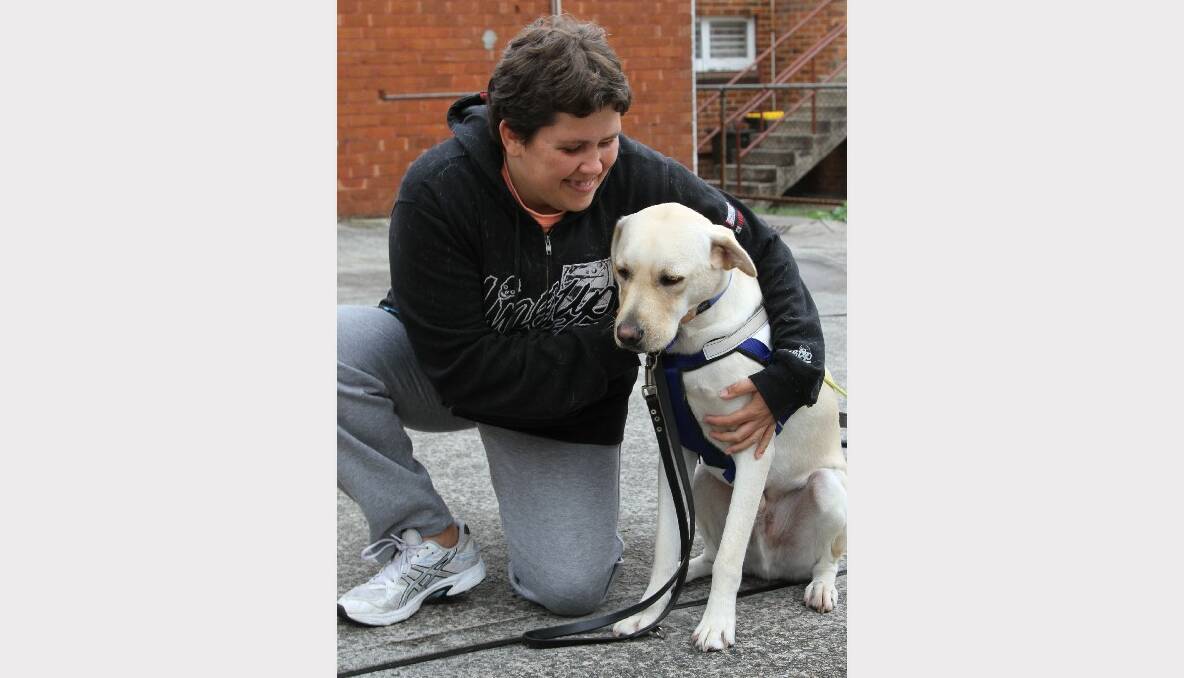 Rhiannon McLeish with her seeing eye dog Kingy.