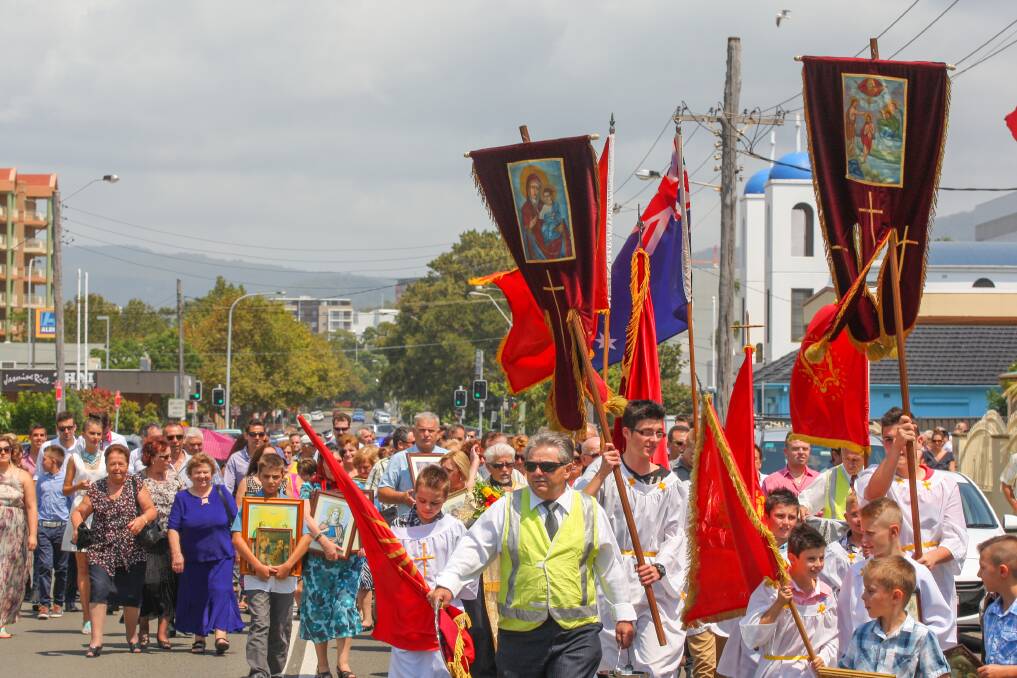 Parishioners from the Macedonian Orthodox Church celebrate Vodici. Picture: ADAM McLEAN