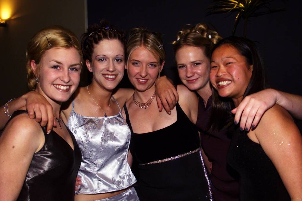 Wollongong High, 1999: Celeste Montanaro, Carly Gregory, Shawn Gallagher, Kiersten Jerrett and Simone Sourithone.