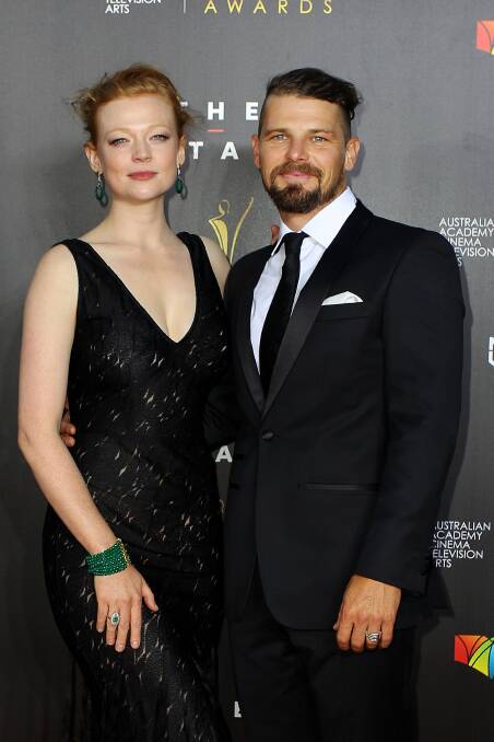 Sarah Snook and Nathan Phillips at the AACTA Awards. Picture: GETTY IMAGES