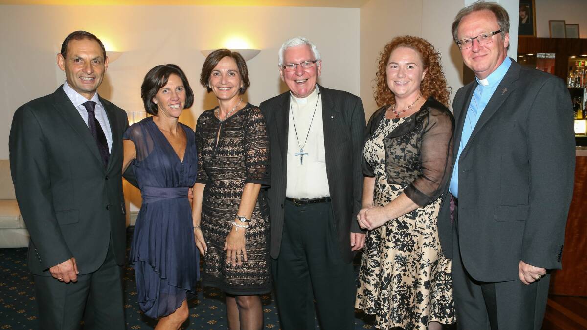 Barry and Robyn Formosa, Jacqui McGovern, Bishop Peter Ingham, Judith Hurley,  Father Ron Peters.