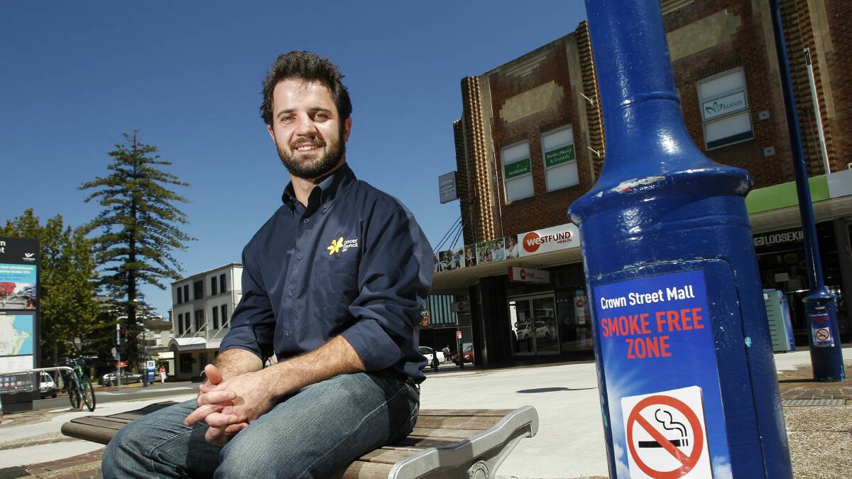 The Cancer Council's Toby Dawson has given the thumbs up to the Crown Street Mall smoke-free zone. Picture: CHRISTOPHER CHAN