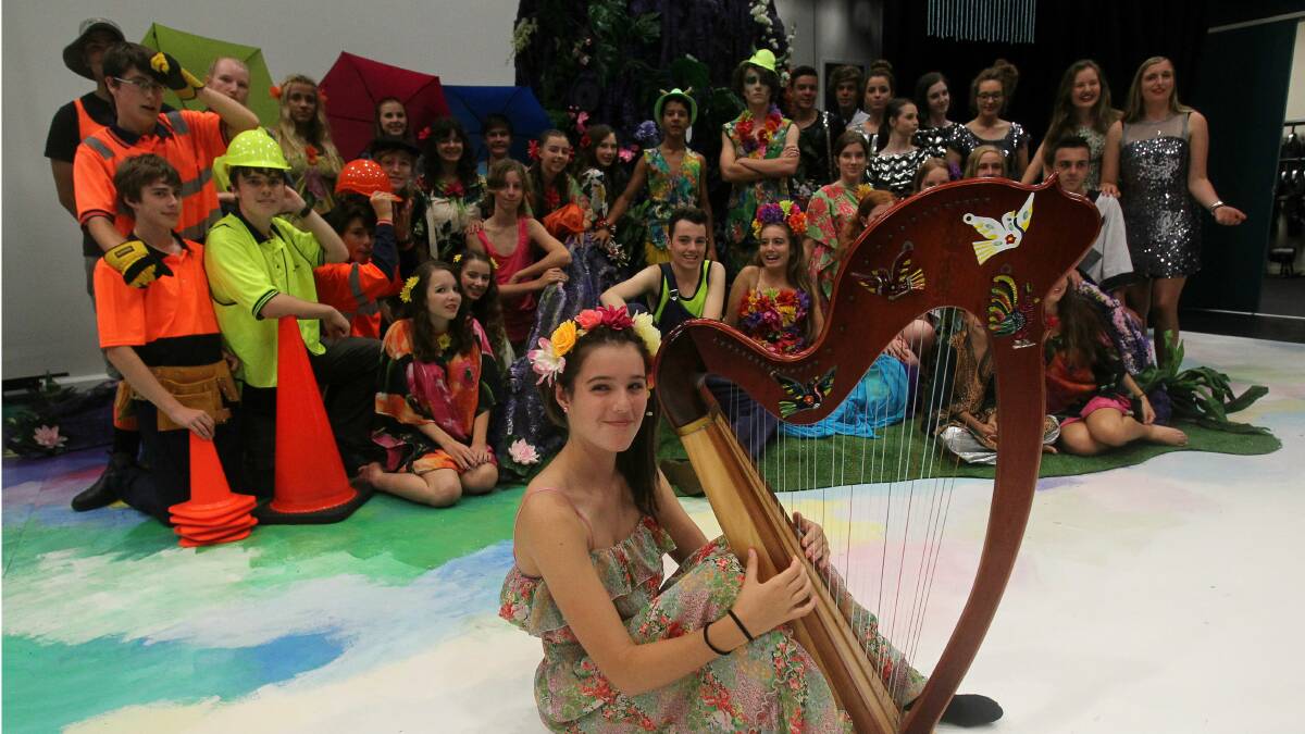 Wollongong High School of the Performing Arts students, including year 9 harpist Isabella Thomas, dare to dream. Picture: GREG TOTMAN