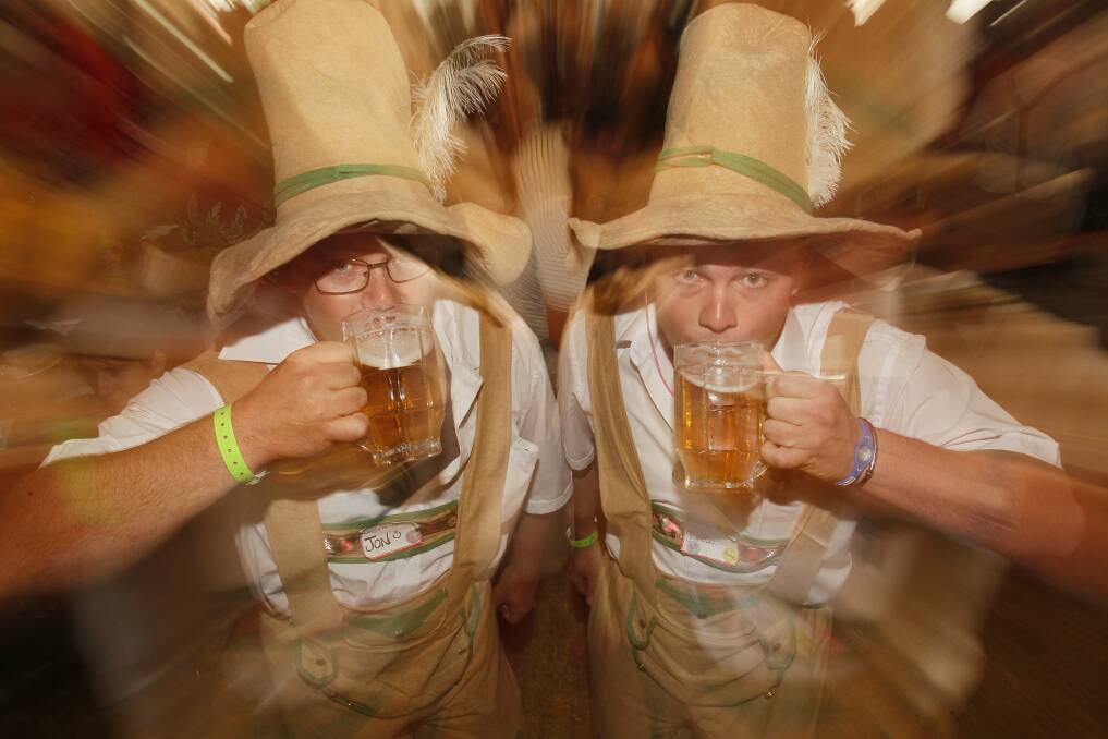 John and Drew Spink at the Wollongong German Club's annual Oktoberfest. Picture: DAVE TEASE