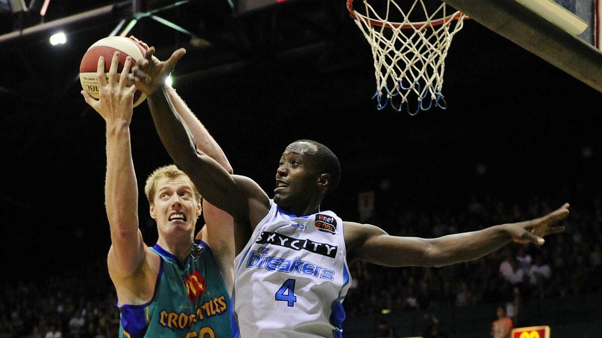 Luke Nevill of the Crocodiles and Cedric Jackson of the Breakers. Picture: GETTY IMAGES