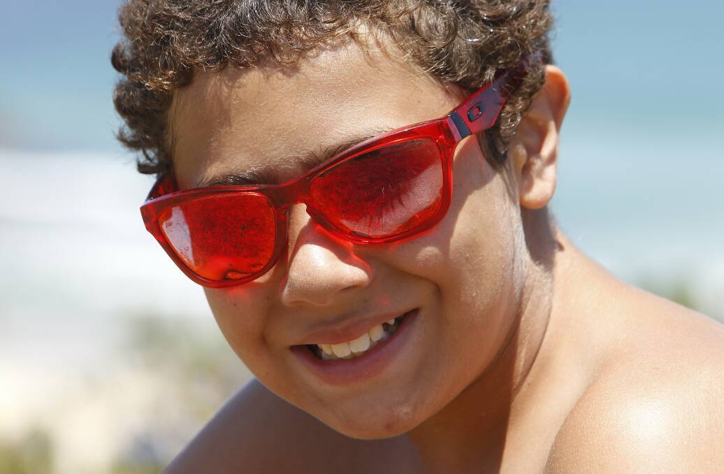 Curtis, 11, at Port Kembla Beach.