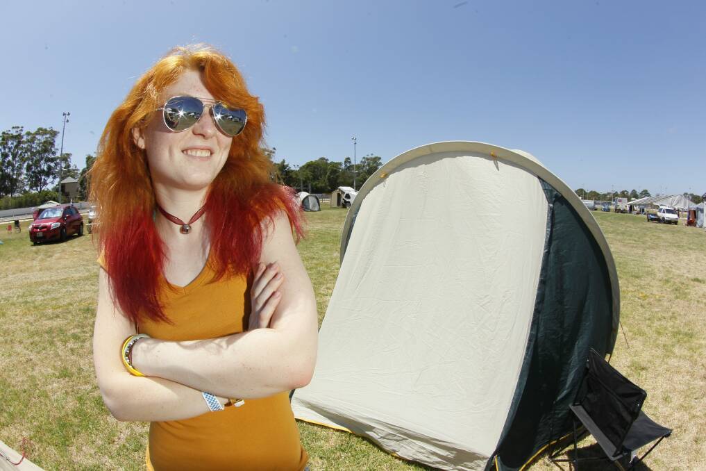 Rachel Harris-Kemp in the tent village.