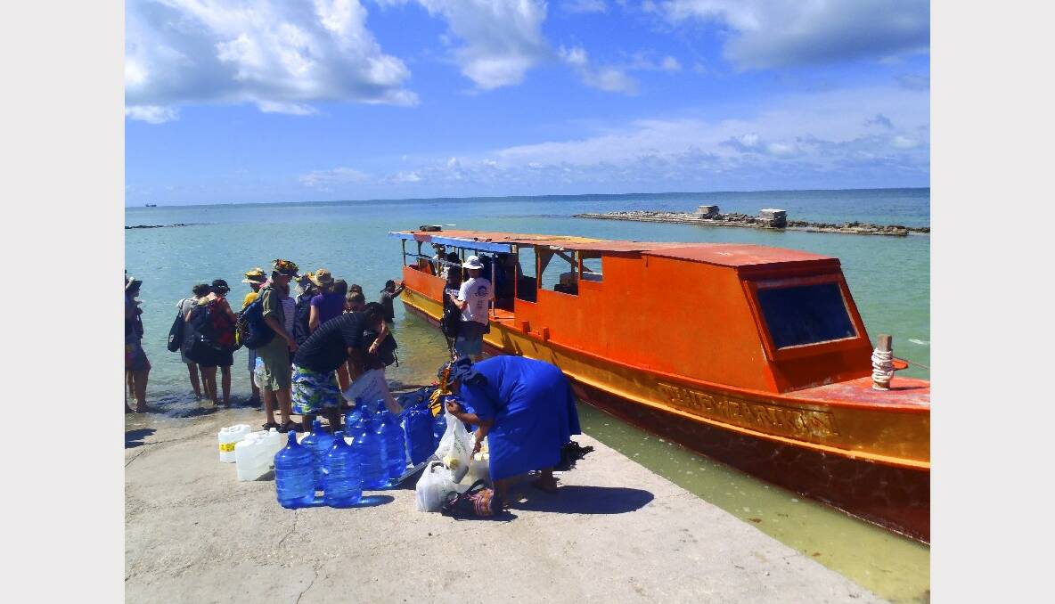Supplies are brought to the island by boat.