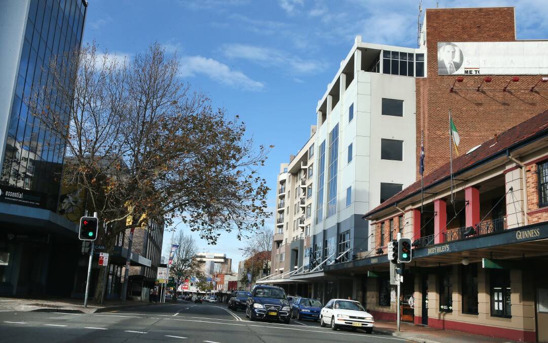 Looking east along Crown Street from Railway Parade, in Wollongong’s CBD. 