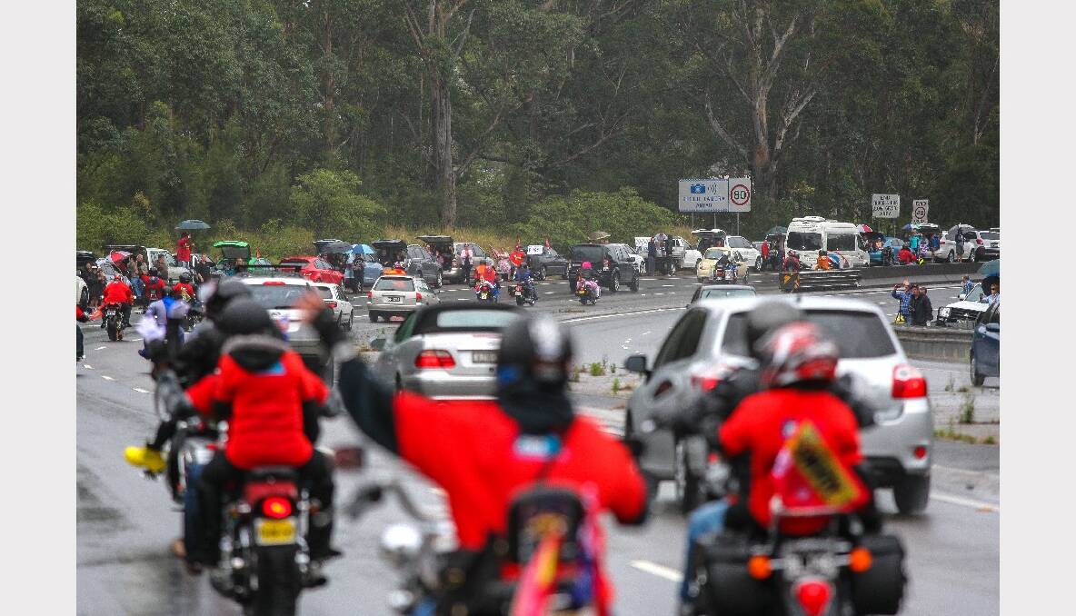 Motorbike riders on Mt Ousley Road for the 2013 i98FM Camp Quality Convoy for Kids. Picture: ADAM McLEAN