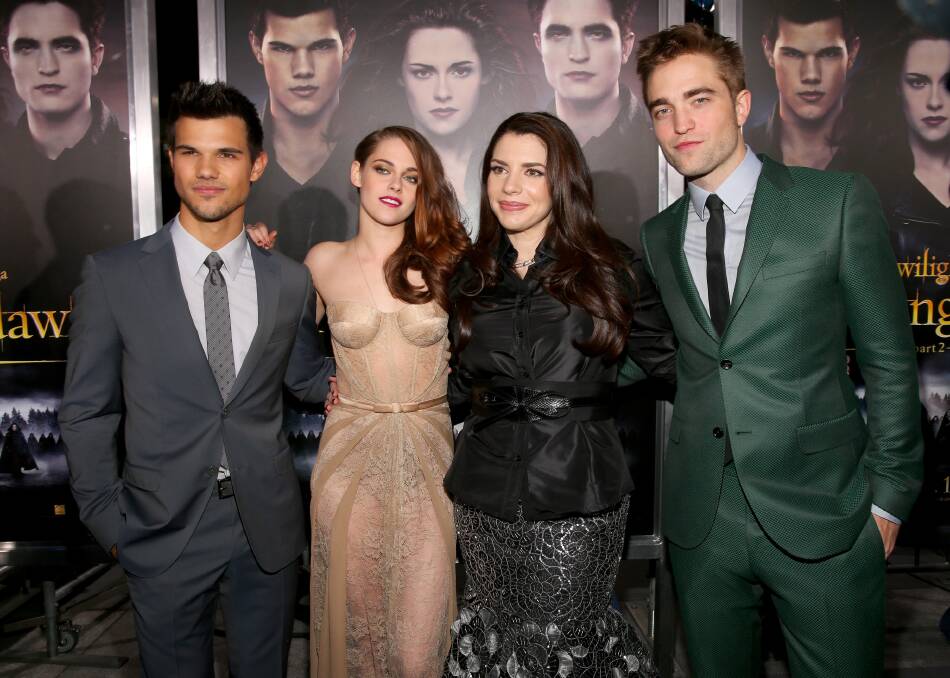 Taylor Lautner, Kristen Stewart, author Stephenie Meyer and Robert Pattinson at the LA premiere of Breaking Dawn Part Two. Pictures: GETTY IMAGES