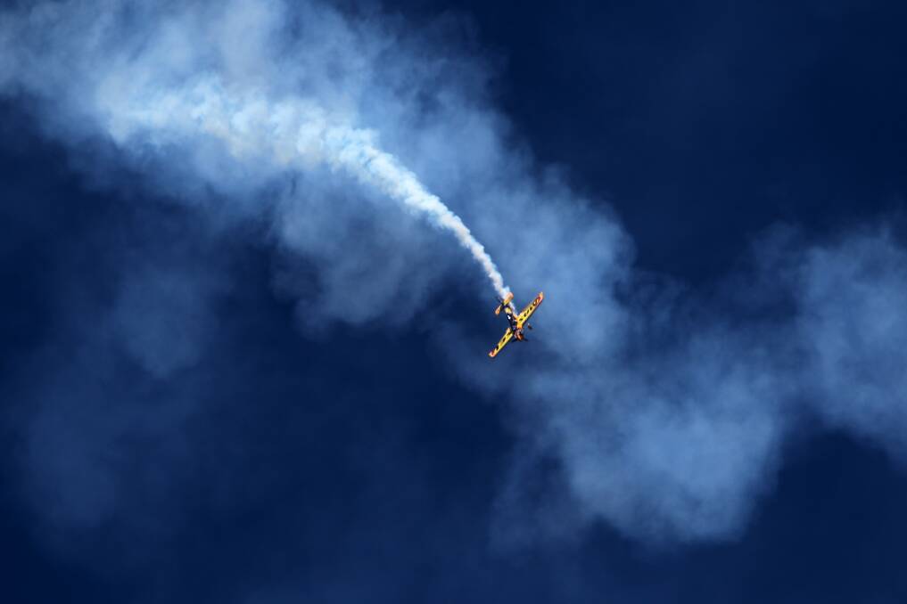 Combat fighter pilot and Red Bull Air Race competitor Matt Hall performs aerobatic tricks.