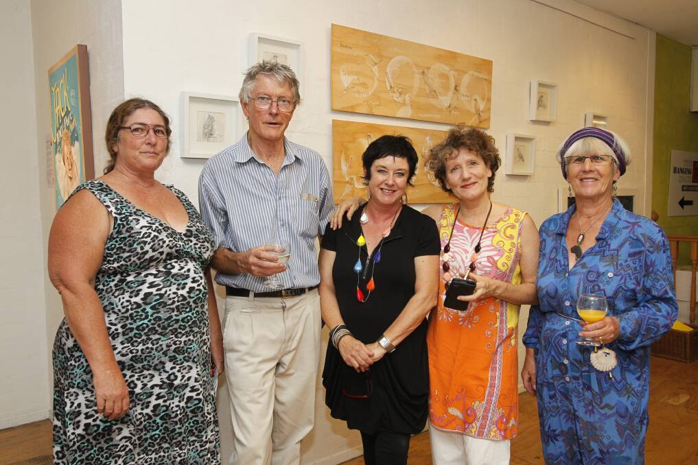 Therese McElroy, Ken Finlayson, Jennifer Jackson, Skye Zaracostas and Judy Bourke at Hanging Space Art Gallery.