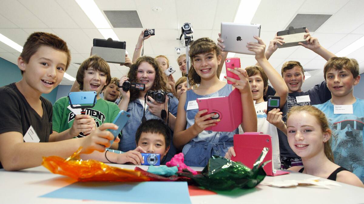 Year 5 and 6 pupils from the Illawarra and Shoalhaven try stop motion animation with digital devices. Picture: ANDY ZAKELI