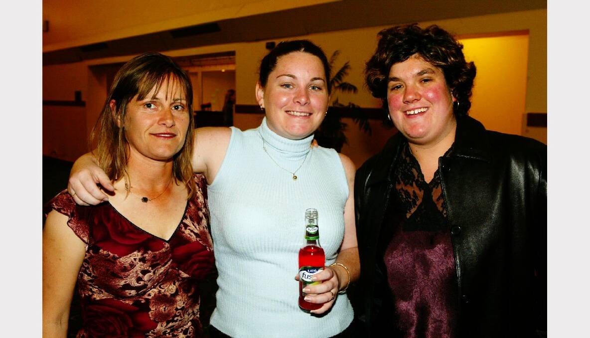 Doris Ireland, Leonie North and Kristen Love at the Illawarra Womens Soccer Association presentation night at the Master Builders.