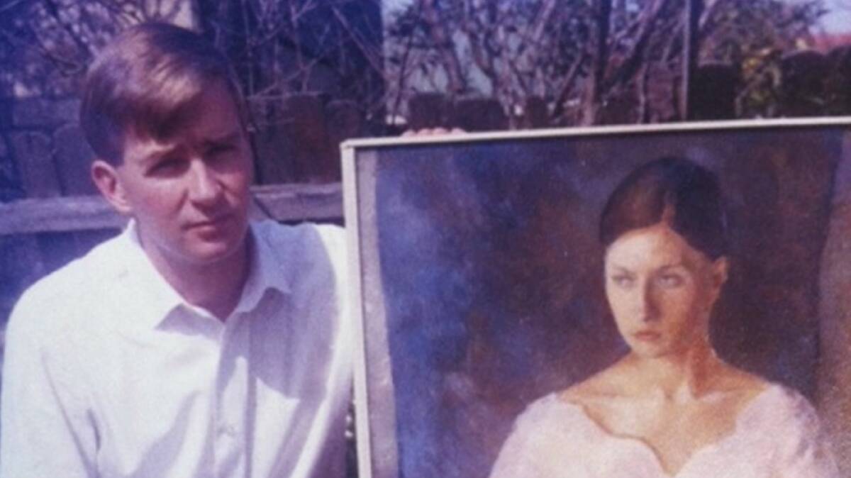 Robert Liddicoat with his portrait of wife Robyn in 1963.