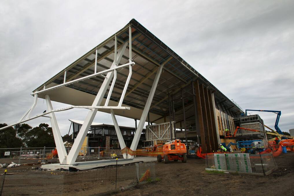 The skeleton of the Sustainable Buildings Research Centre is now being fleshed out. Pictures: KEN ROBERTSON
