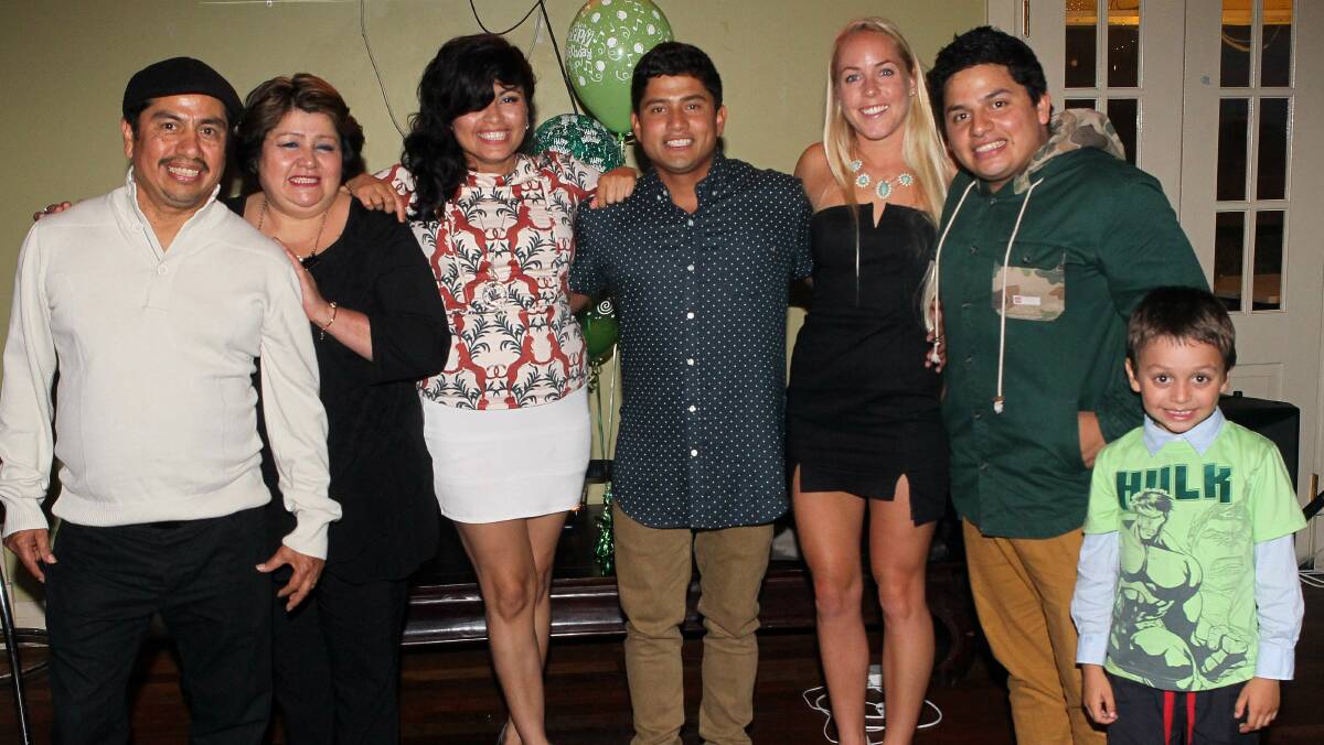 Mauricio, Rosa, Roxanna, Jose, Eva Russell, Ricky and Elliott Martinez at Ryan's Hotel.