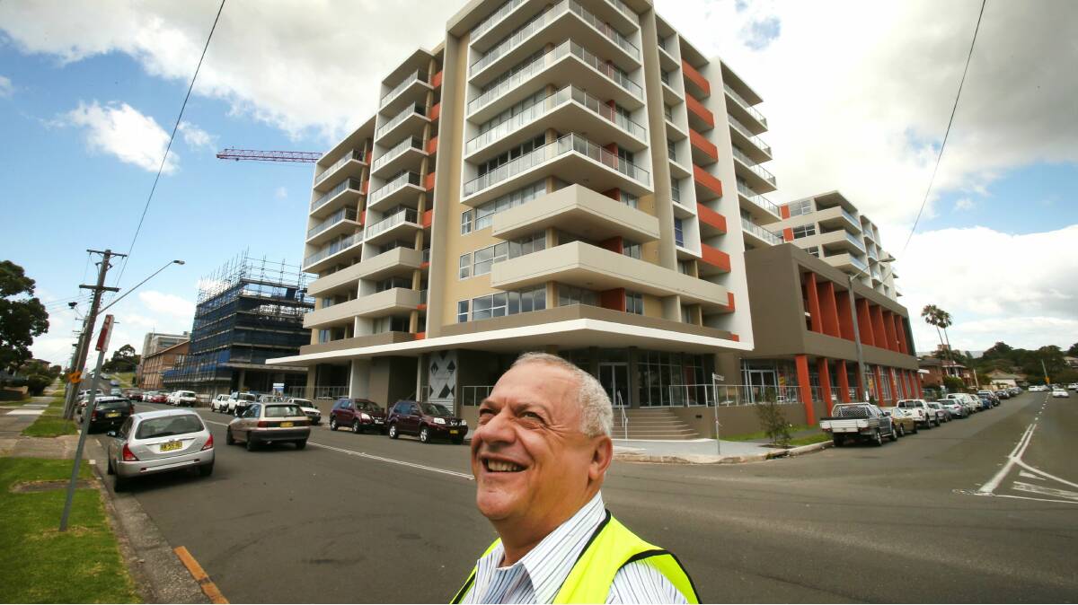 Developer Nicolas Daoud outside his Gladstone Avenue residential complex The Vantage. Picture: KIRK GILMOUR