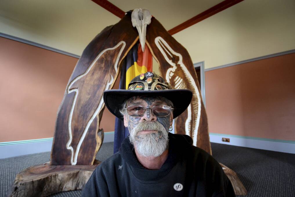  Aboriginal artist Myangah Pirate is a finalist in the NSW Aboriginal Art Prize. Picture: ADAM WRIGHT