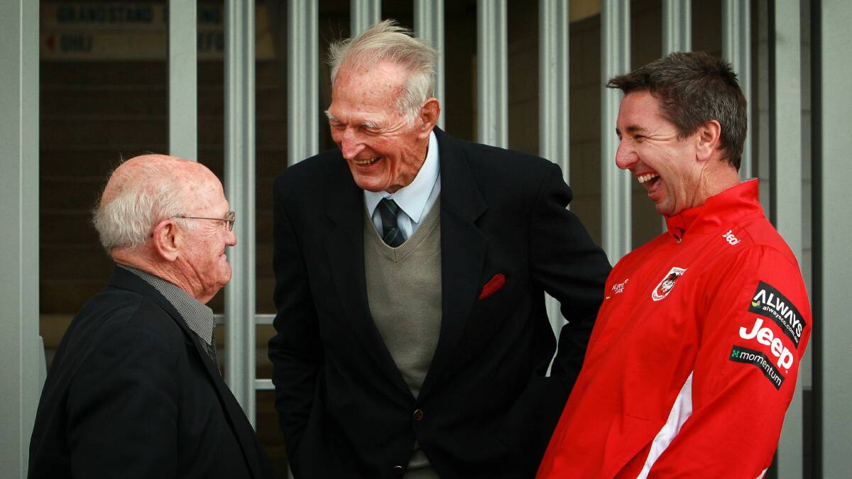 Arthur Summons, Norm Provan and Dragons coach Steve Price.