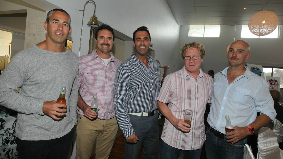 Scott Russell, Peter Briard, Craig Burrows, Brendan Bate and Rohan Cooke at Thirroul Surf Club.