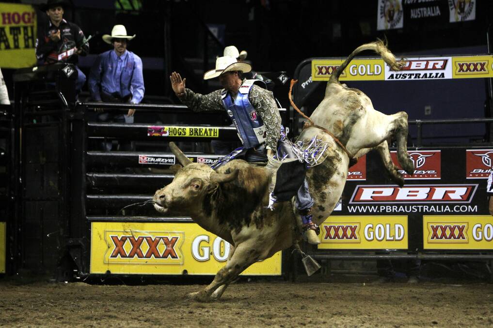 Gold belt winner David Mason in the Professional Bull Riding competition at the WEC. Picture: SYLVIA LIBER 