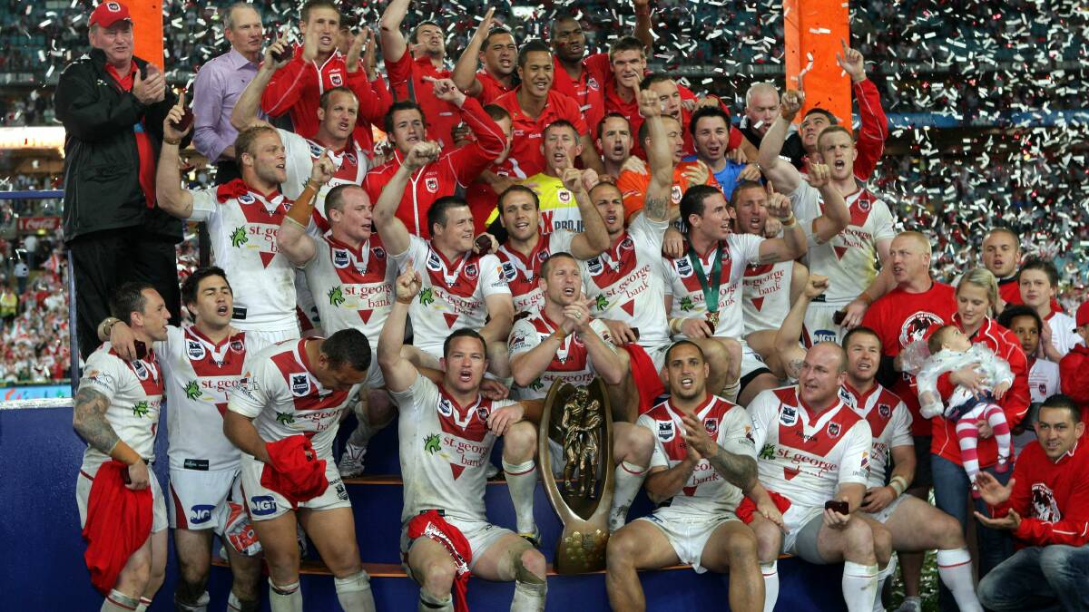 The Dragons celebrating their 2010 premiership win.