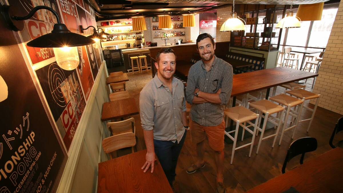 Stan and Aaron Crinis at Dagwood, their new small bar in Market Street.Picture: KIRK GILMOUR